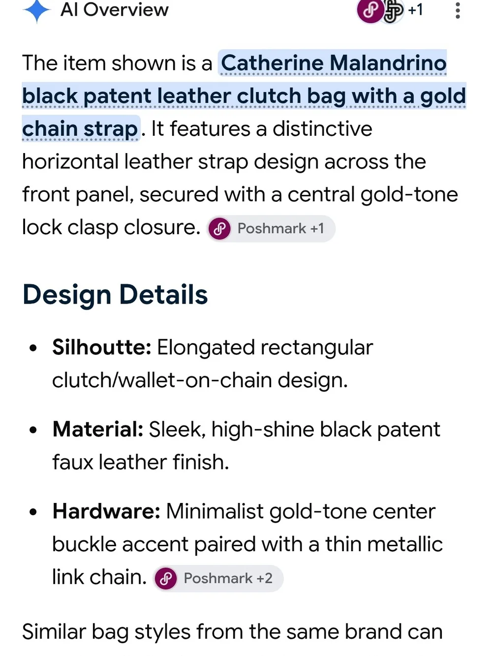 Catherine Malandrino Black Patent Clutch with Gold Chain